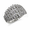 Anillo Multi Piedra 01.471.0062 Oro Laminado Blanco, con Zirconia Cubica Blanca, Pulido, Rodinado (Talla Unica)