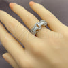 Anillo Multi Piedra 01.471.0063 Oro Laminado Blanco, Diseño de Hebilla del Cinturón y Baguette, con Zirconia Cubica Blanca, Pulido, Rodinado (Talla Unica)