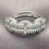 Anillo Multi Piedra 01.471.0063 Oro Laminado Blanco, Diseño de Hebilla del Cinturón y Baguette, con Zirconia Cubica Blanca, Pulido, Rodinado (Talla Unica)