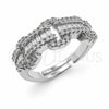 Anillo Multi Piedra 01.471.0063 Oro Laminado Blanco, Diseño de Hebilla del Cinturón y Baguette, con Zirconia Cubica Blanca, Pulido, Rodinado (Talla Unica)