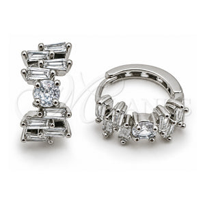 Argolla Huggie 02.471.0004.16 Oro Laminado Blanco, Diseño de Baguette, con Zirconia Cubica Blanca, Pulido, Rodinado