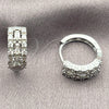 Argolla Huggie 02.471.0005.16 Oro Laminado Blanco, Diseño de Baguette y Cluster, con Zirconia Cubica Blanca, Pulido, Rodinado