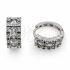Argolla Huggie 02.471.0005.16 Oro Laminado Blanco, Diseño de Baguette y Cluster, con Zirconia Cubica Blanca, Pulido, Rodinado