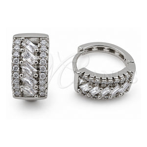 Argolla Huggie 02.471.0007.16 Oro Laminado Blanco, Diseño de Baguette, con Zirconia Cubica Blanca, Pulido, Rodinado
