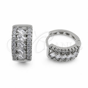 Argolla Huggie 02.471.0007.16 Oro Laminado Blanco, Diseño de Baguette, con Zirconia Cubica Blanca, Pulido, Rodinado