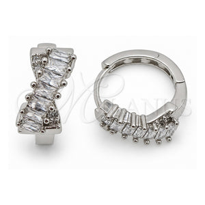 Argolla Huggie 02.471.0009.16 Oro Laminado Blanco, Diseño de Baguette, Pulido, Rodinado