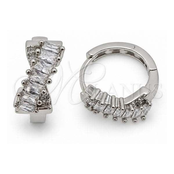Argolla Huggie 02.471.0009.16 Oro Laminado Blanco, Diseño de Baguette, Pulido, Rodinado