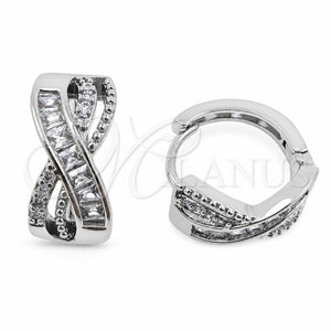 Argolla Huggie 02.471.0010.16 Oro Laminado Blanco, Diseño de Baguette, con Zirconia Cubica Blanca, Pulido, Rodinado