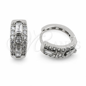 Argolla Huggie 02.471.0011.16 Oro Laminado Blanco, Diseño de Baguette, con Zirconia Cubica Blanca, Pulido, Rodinado