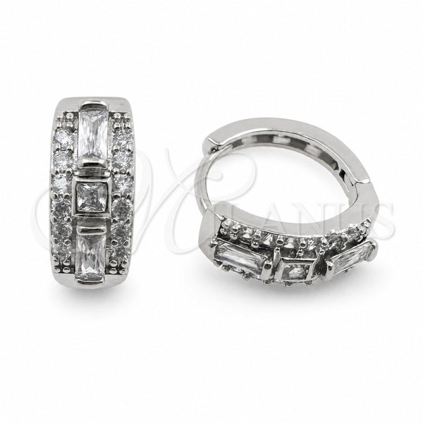 Argolla Huggie 02.471.0011.16 Oro Laminado Blanco, Diseño de Baguette, con Zirconia Cubica Blanca, Pulido, Rodinado