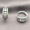 Argolla Huggie 02.471.0012.16 Oro Laminado Blanco, Diseño de Baguette, con Zirconia Cubica Blanca, Pulido, Rodinado