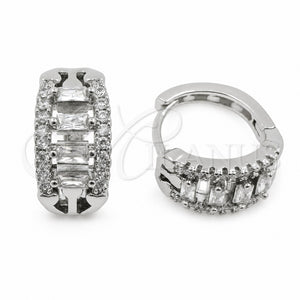 Argolla Huggie 02.471.0012.16 Oro Laminado Blanco, Diseño de Baguette, con Zirconia Cubica Blanca, Pulido, Rodinado