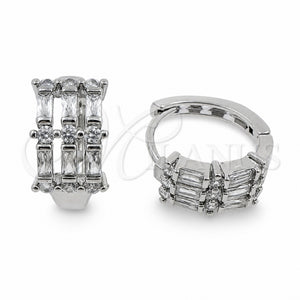 Argolla Huggie 02.471.0013.16 Oro Laminado Blanco, Diseño de Oja, con Zirconia Cubica Blanca, Pulido, Rodinado