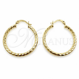 Argolla Mediana 02.213.0906.30 Oro Laminado, Diseño de Hueco, Diamantado, Tono Dorado