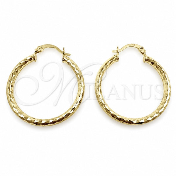Argolla Mediana 02.213.0906.30 Oro Laminado, Diseño de Hueco, Diamantado, Tono Dorado