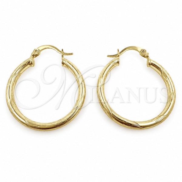 Argolla Mediana 02.213.0152.30 Oro Laminado, Diseño de Hueco, Diamantado, Tono Dorado