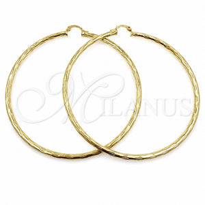 Argolla Extra Grande 02.213.0152.80 Oro Laminado, Diseño de Hueco, Diamantado, Tono Dorado