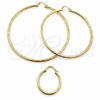 Argolla Extra Grande 02.213.0152.80 Oro Laminado, Diseño de Hueco, Diamantado, Tono Dorado