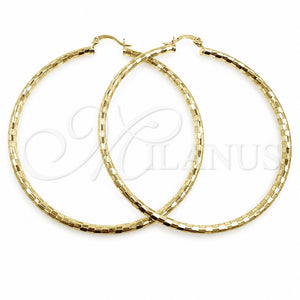 Argolla Extra Grande 02.213.0156.70 Oro Laminado, Diseño de Hueco, Diamantado, Tono Dorado