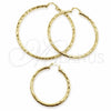 Argolla Extra Grande 02.213.0156.70 Oro Laminado, Diseño de Hueco, Diamantado, Tono Dorado