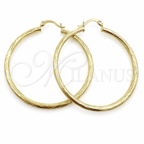 Argolla Mediana 02.213.0907.50 Oro Laminado, Diseño de Hueco, Diamantado, Tono Dorado