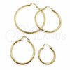 Argolla Mediana 02.213.0907.50 Oro Laminado, Diseño de Hueco, Diamantado, Tono Dorado