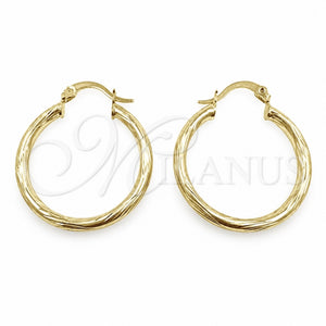 Argolla Mediana 02.213.0907.30 Oro Laminado, Diseño de Hueco, Diamantado, Tono Dorado