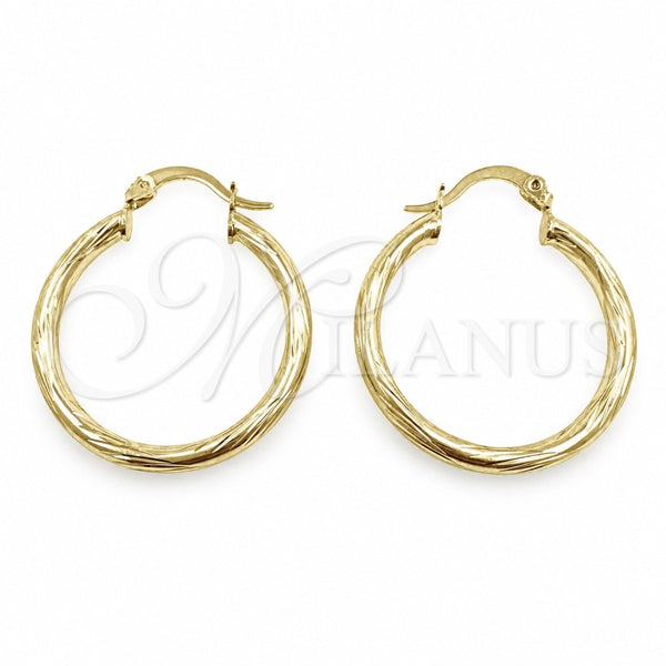 Argolla Mediana 02.213.0907.30 Oro Laminado, Diseño de Hueco, Diamantado, Tono Dorado
