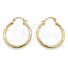 Argolla Mediana 02.213.0907.30 Oro Laminado, Diseño de Hueco, Diamantado, Tono Dorado