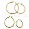 Argolla Mediana 02.213.0907.30 Oro Laminado, Diseño de Hueco, Diamantado, Tono Dorado