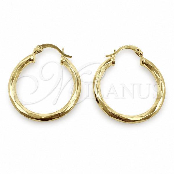 Argolla Pequeña 02.213.0249.1.25 Oro Laminado, Diseño de Hueco, Diamantado, Tono Dorado