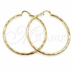 Argolla Grande 02.213.0249.1.60 Oro Laminado, Diseño de Hueco, Diamantado, Tono Dorado