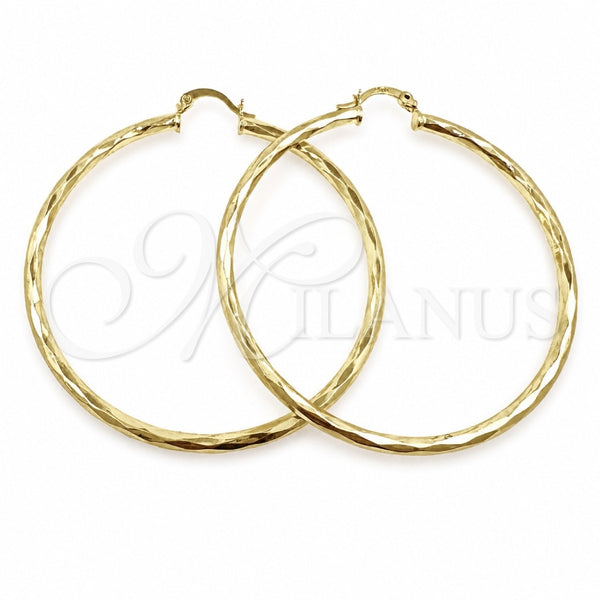 Argolla Grande 02.213.0249.1.60 Oro Laminado, Diseño de Hueco, Diamantado, Tono Dorado