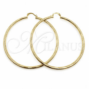 Argolla Extra Grande 02.213.0153.70 Oro Laminado, Diseño de Hueco, Diamantado, Tono Dorado