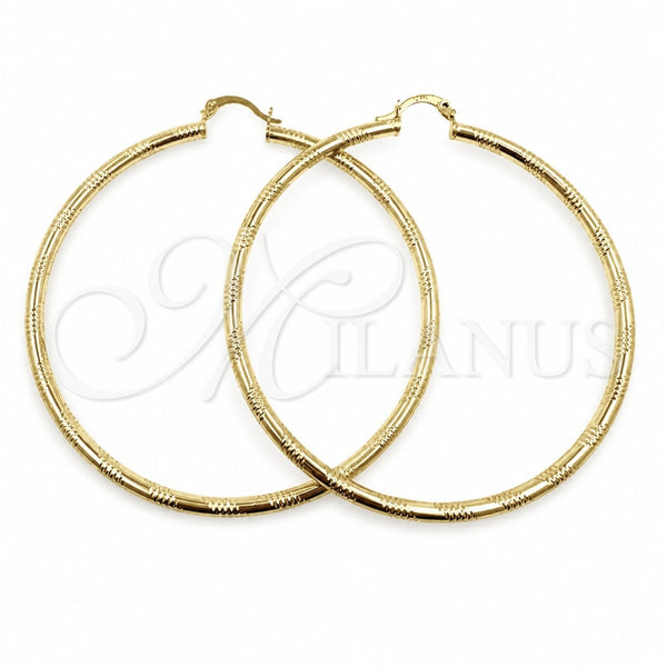 Argolla Extra Grande 02.213.0153.70 Oro Laminado, Diseño de Hueco, Diamantado, Tono Dorado