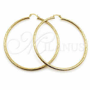 Argolla Grande 02.213.0151.70 Oro Laminado, Diseño de Hueco, Diamantado, Tono Dorado