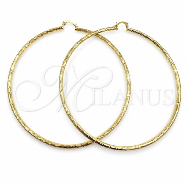 Argolla Grande 02.213.0151.100 Oro Laminado, Diseño de Hueco, Diamantado, Tono Dorado