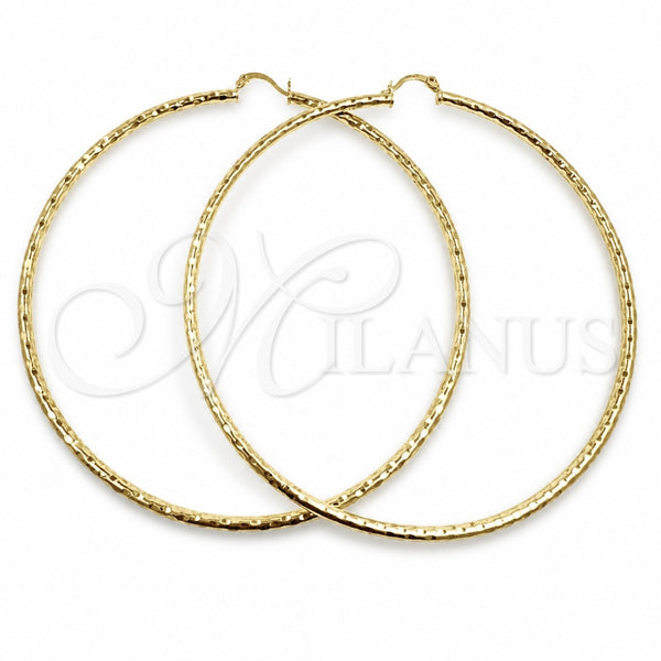 Argolla Extra Grande 02.213.0150.100 Oro Laminado, Diseño de Hueco, Diamantado, Tono Dorado