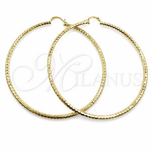 Argolla Extra Grande 02.213.0252.80 Oro Laminado, Diseño de Hueco, Diamantado, Tono Dorado