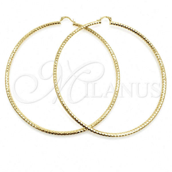 Argolla Extra Grande 02.213.0252.100 Oro Laminado, Diseño de Hueco, Diamantado, Tono Dorado