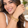 Pulsera Elegante 03.63.2302.08 Oro Laminado, Diseño de Disco y Rolo, Pulido, Tono Dorado (Grosor 07 MM, 8 Pulgadas de Largo)