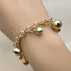 Pulsera Elegante 03.63.2302.08 Oro Laminado, Diseño de Disco y Rolo, Pulido, Tono Dorado (Grosor 07 MM, 8 Pulgadas de Largo)