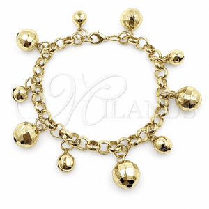 Pulsera Elegante 03.63.2302.08 Oro Laminado, Diseño de Disco y Rolo, Pulido, Tono Dorado (Grosor 07 MM, 8 Pulgadas de Largo)