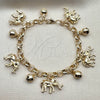 Pulsera Elegante 03.63.2305.08 Oro Laminado, Diseño de Elefante y Rolo, Pulido, Tono Dorado (Grosor 07 MM, 8 Pulgadas de Largo)
