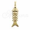 Dije Elegante 05.195.0045 Oro Laminado, Diseño de Pescado, con Zirconia Cubica Negro, Pulido, Tono Dorado