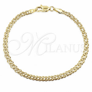 Tobillera Básica 04.213.0338.07 Oro Laminado, Pulido, Tono Dorado (Grosor 03.4 MM, 7 Pulgadas de Largo)