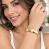 Aro Individual 07.165.0019 Oro Laminado, Diseño de Oja, Diamantado, Tono Dorado (Grosor 12 MM, Talla Unica)