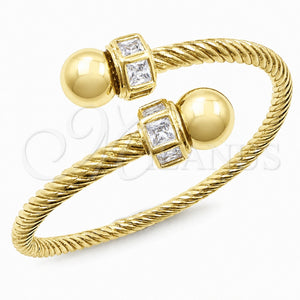 Aro Individual 07.459.0003 Oro Laminado, Diseño de Torcido y Bola, con Zirconia Cubica Blanca, Pulido, Tono Dorado (Grosor 04.2 MM, Talla Unica)