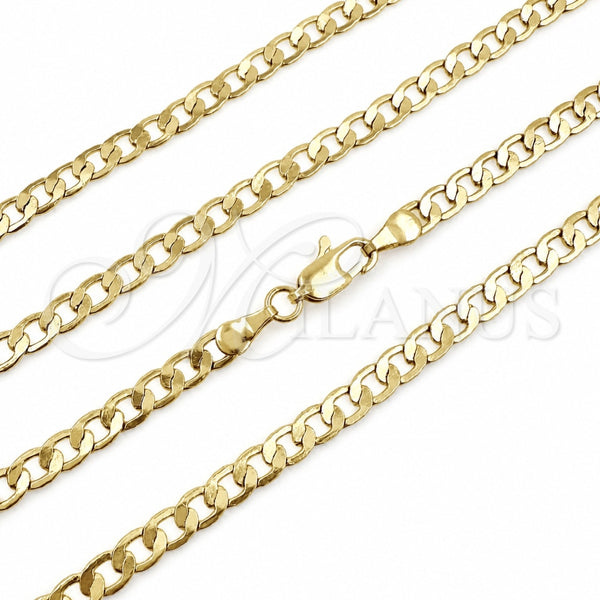 Gargantilla Basica 04.63.1452.18 Oro Laminado, Diseño de Cubana, Pulido, Tono Dorado (Grosor 04.4 MM, 18 Pulgadas de Largo)
