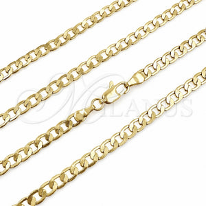 Gargantilla Basica 04.63.1452.18 Oro Laminado, Diseño de Cubana, Pulido, Tono Dorado (Grosor 04.4 MM, 18 Pulgadas de Largo)